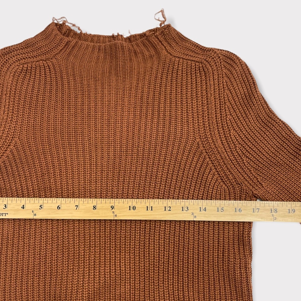 American Apparel Burnt Orange Distressed Mock Neck Sweater - Picture 4 of 6